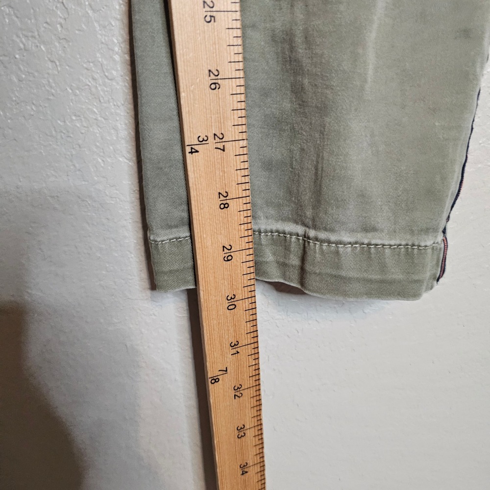 CHINO by Anthropologie Olive Green Relaxed Fit Pants Navy/Orange Side Stripe 30 - Picture 7 of 9
